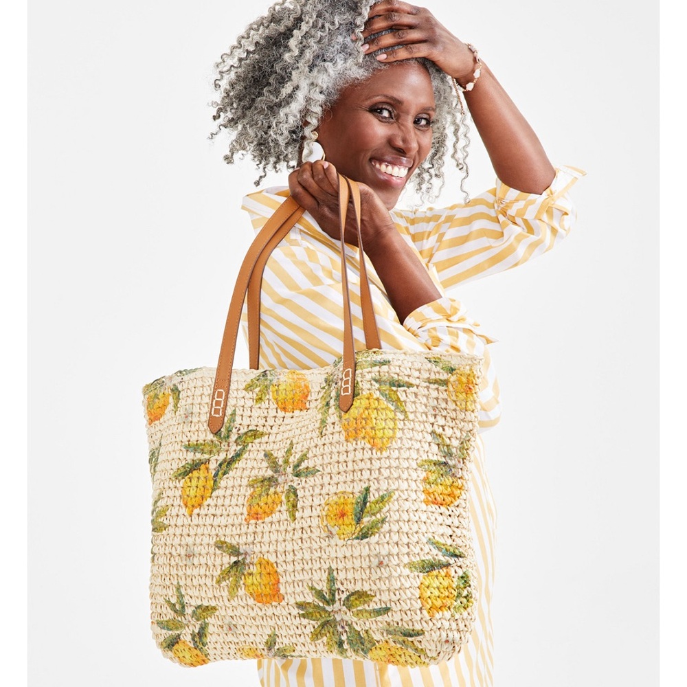 Lemon straw tote